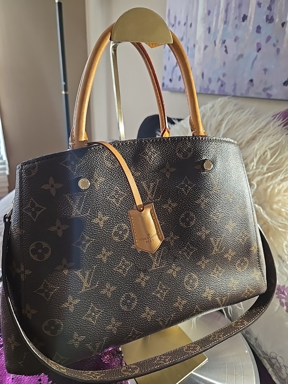 Louis Vuitton Montaigne Brown Monogram Canvas Satchel COA Dust Bag MM